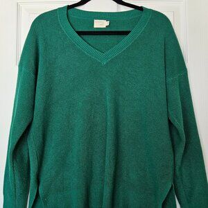 Dreamers by Debut Green Waffle Knit V-Neck Sweater – XS
